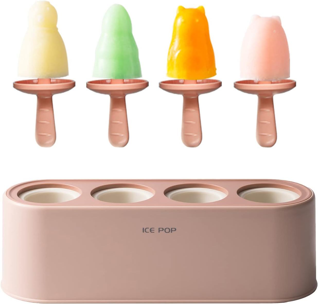 Popsicle Molds 4 Pieces, Silicone Popsicle Molds Cartoon Shape, Baby Popsicle Molds BPA Free, Reusab | Amazon (US)