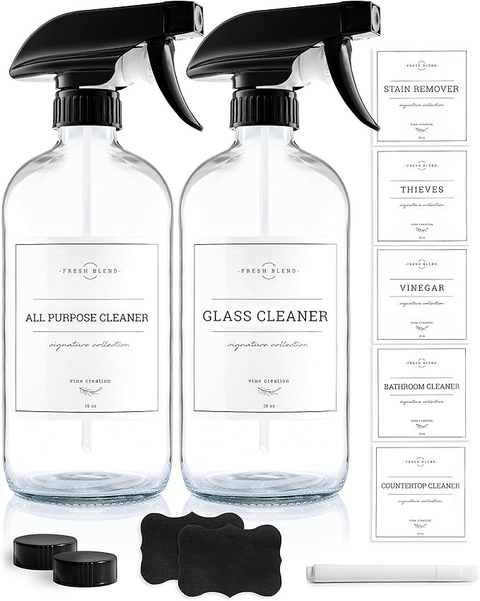 Vine Creations Glass Spray Bottles, 2 Pack Glass Spray Bottles for Cleaning Solutions, Plant Mist... | Amazon (US)