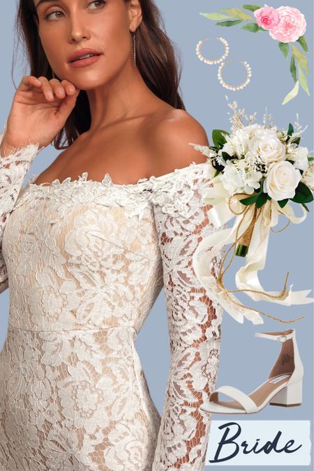 Affordable bride wedding day look.

#whitedress #whitesandals #weddingdress #fauxflowers #bridalbouquet

#LTKstyletip #LTKwedding #LTKSeasonal