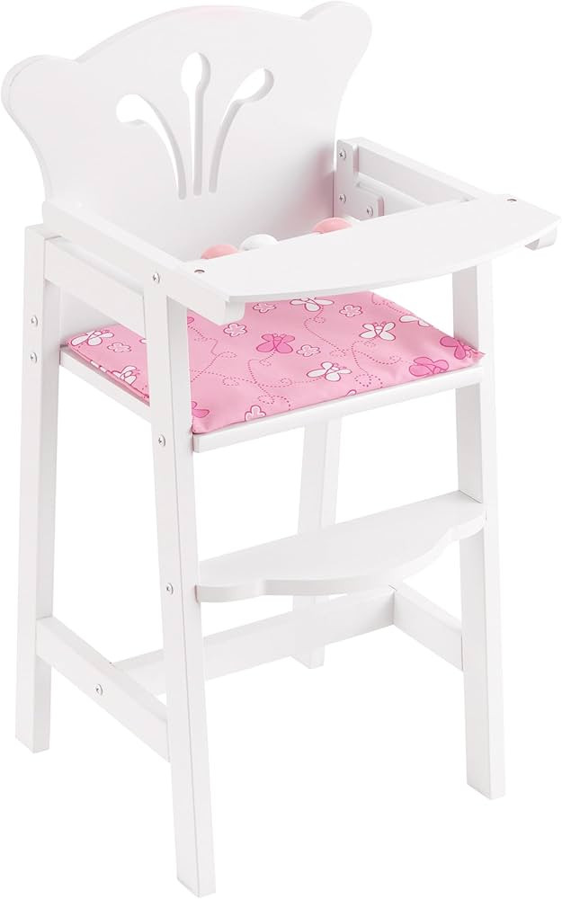 KidKraft Lil' Doll Wooden High Chair, Furniture for 18-Inch Dolls, with Fabric Seat Pad | Amazon (US)