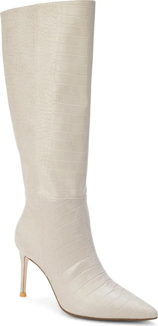 Alina Reptile Embossed Knee High Stiletto Boot (Women) | Nordstrom