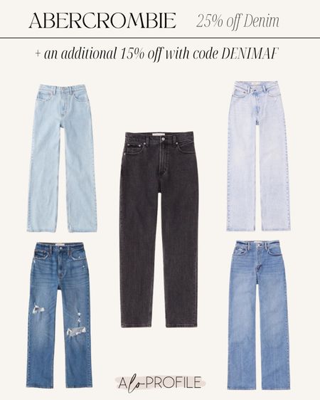 Some of my favorite AF Denim! I wear a 25 regular in these. They are all 25% off + an additional 15% off with code DENIMAF. // Abercrombie, AF denim, denim ieans, jeans, Abercrombie jeans, Abercrombie denim