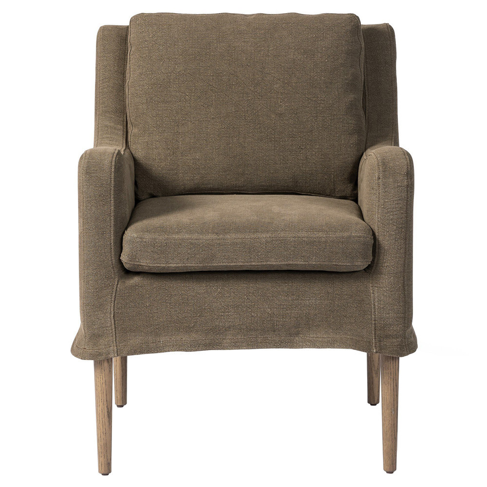 Aurelia Broadway Coffee Linen Dining Chair | Kathy Kuo Home