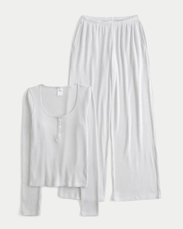Always Cozy Rib Henley & Wide-Leg Pants Set | Hollister (US)