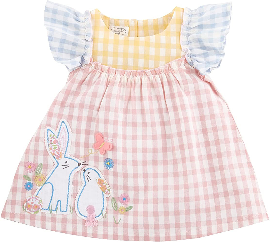 Mud Pie Baby Girl Bunny Gingham Dress | Amazon (US)
