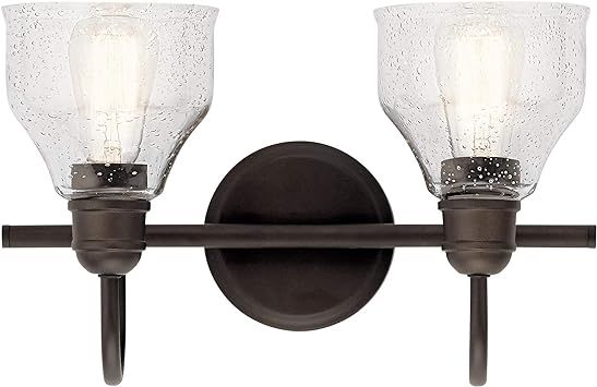 Kichler Avery 14.75" 2 Light Vanity Light with Clear Seeded Glass in Olde Bronze | Amazon (US)