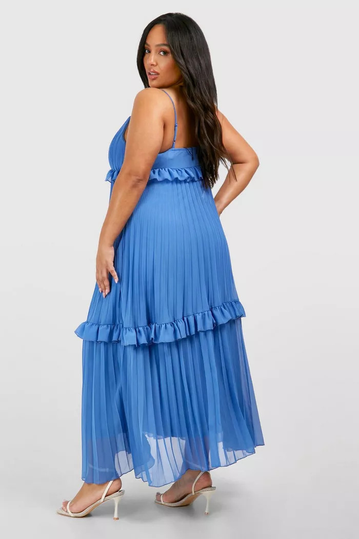 Plus Chiffon Puff Sleeve Midi Skater Dress | boohoo (US & Canada)