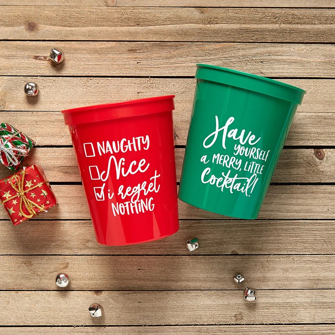 Christmas Holiday Cups  Naughty or Nice  Set of 12  16oz - Etsy | Etsy (US)