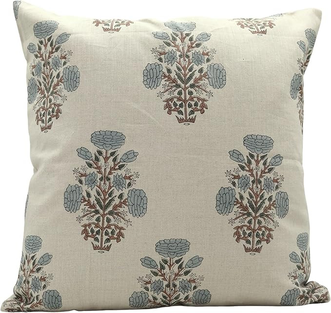 Fabritual Pure Linen Handcraft Block Print 26x26 Inch Invisiable Zipper Throw Pillowcase Cushion ... | Amazon (US)