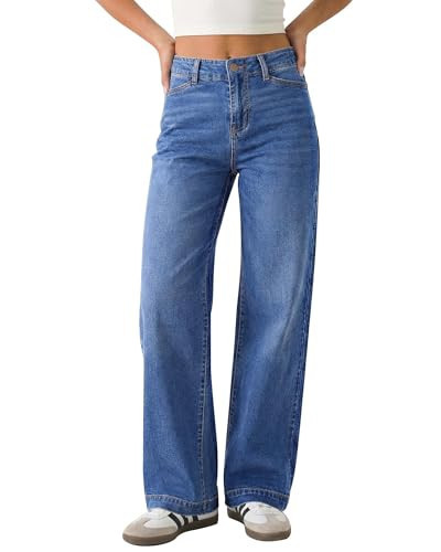 GRAPENT Jeans for Women 2025 Wide Leg Denim Pants Country Concert Outfits Cute High Waisted Stretchy Womens Jeans, Timeless Blue, L, US Size 12 to 14 | Amazon (US)