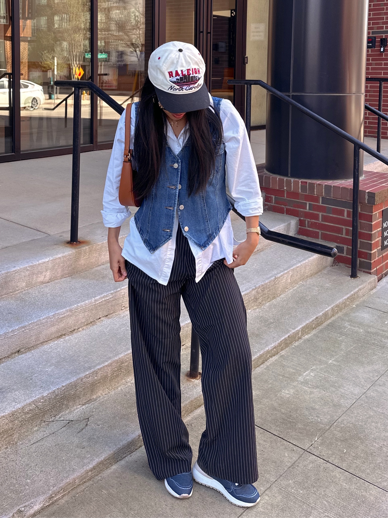 Denim on denim outfit. Layering outfit. Work outfit. Trousers. Shoe dazzle. Denim vest.

#LTKstyletip #LTKworkwear #LTKfindsunder50