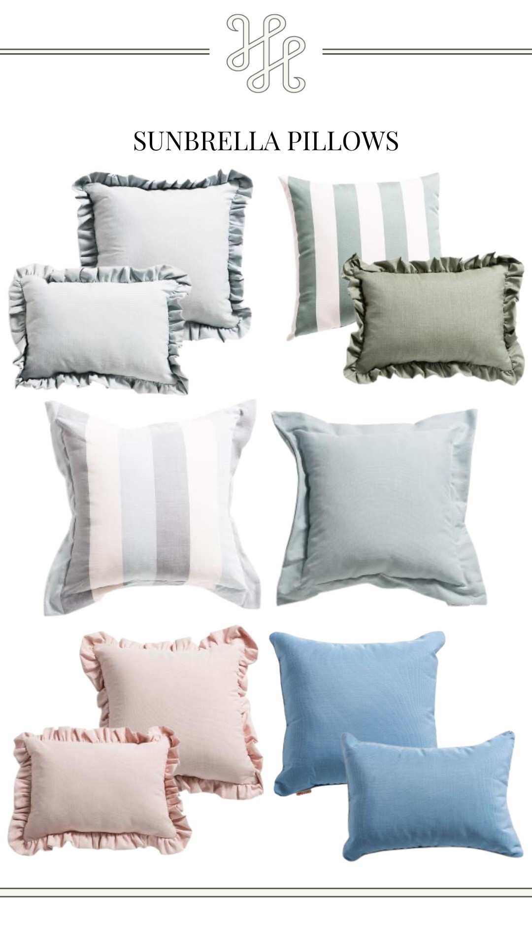 Sunbrella Outdoor throw pillows on sale. Lubar pillows with adorable ruffles, blue outdoor pillows with white piping & euro sham inspired outdoor pillows complete with solid colors & modern cabana stripes perfect for a summer outdoor refresh.

#LTKHome #LTKSeasonal