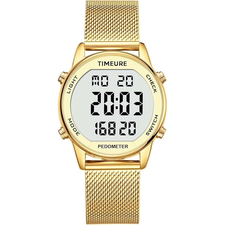 Women's Step Counter Pedometer Watch with Stainless Steel Bracelet, Stylish Design, No App, No Charging Needed for Step, Calorie, Distance, Alarm, Countdown Timer，TU-2401 | Amazon (US)