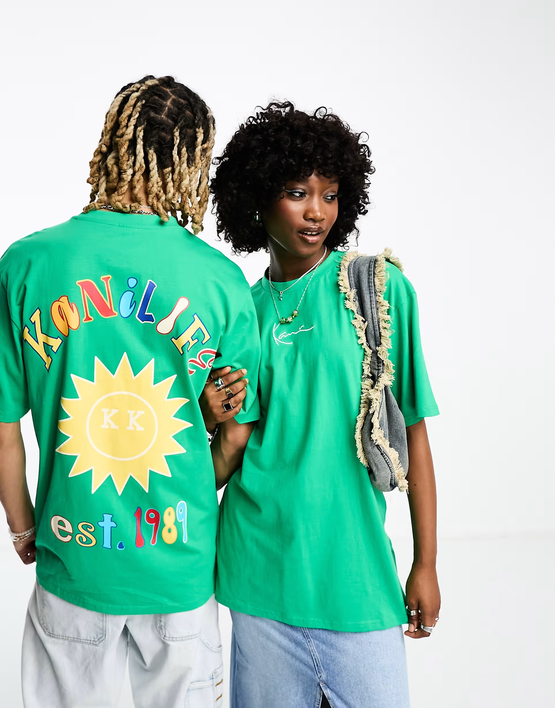 Karl Kani unisex small signature oversized t-shirt in green with back print | ASOS (Global)