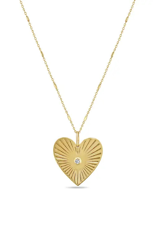Zoë Chicco Diamond Radiant Heart Necklace in 14K Yg at Nordstrom, Size 18 | Nordstrom