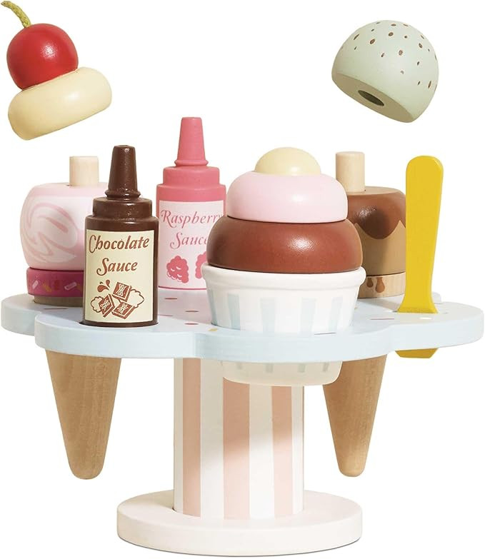 Le Toy Van - Educational Wooden Toy Honeybake Colourful Wooden Carlo's Gelato Pretend Ice Cream T... | Amazon (US)