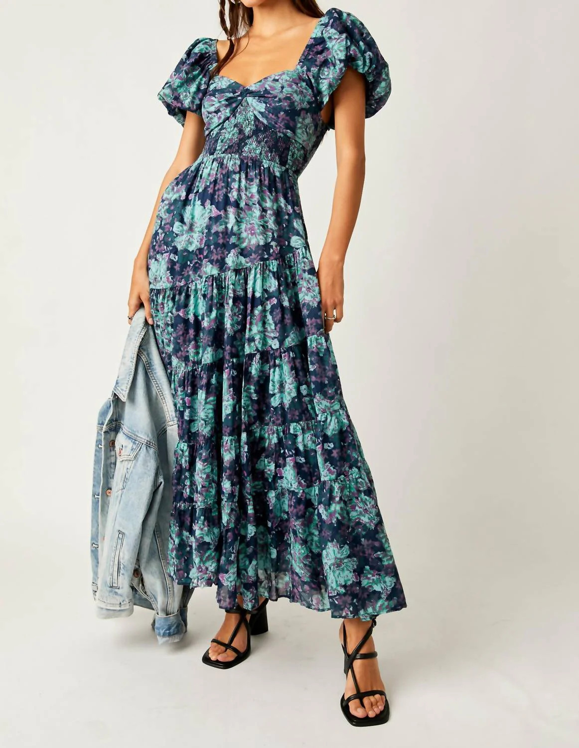 Short Sleeve Sundrenched Dress In Emerald Combo | Shop Simon