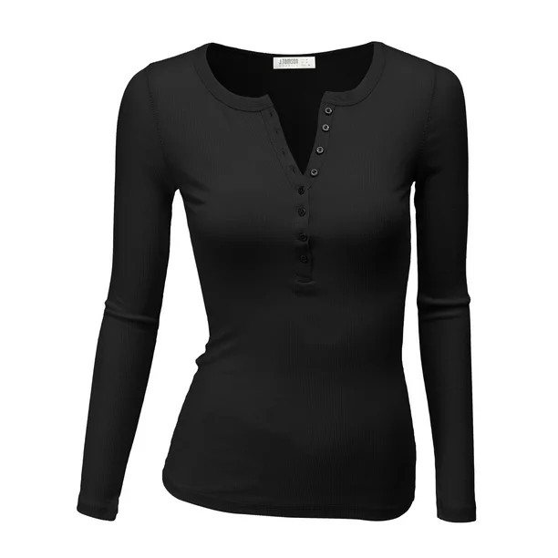 Doublju Women's Thermal Henley Long Sleeve Top with Plus Size | Walmart (US)