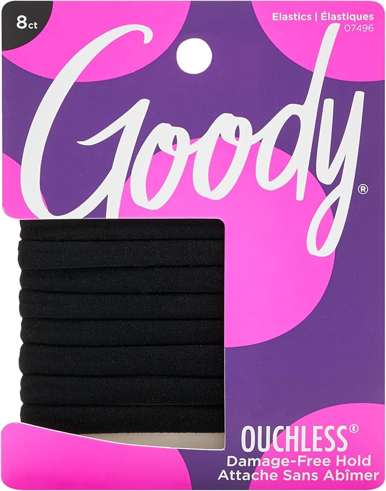 Goody Ouchless Seamless Hair Elastics, 8 Ct, Black, Damage-Free Gentle Hold Elastic Ties, No Snag... | Amazon (US)