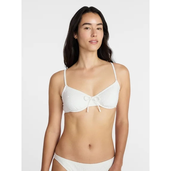Time and Tru Women’s Underwire Eyelet Bikini Top, Sizes XS-XL | Walmart (US)