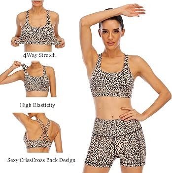 OUYISHANG Strappy Yoga Workout Sports Bras for Women Criss Cross Back Medium Support Running Bra ... | Amazon (US)