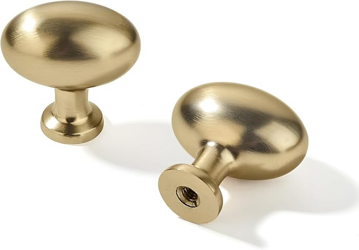 khtumeware 10 Pack 1-3/8 inch(35mm) Champagne Bronze Cabinet Knobs Egg Knobs Satin Brass Oval Dra... | Amazon (US)