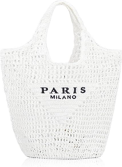 Straw Tote Bag for women,Mesh Hollow Woven Tote Bag,Handbag Beach Bag,Paris Hobo Bag,Large Should... | Amazon (US)