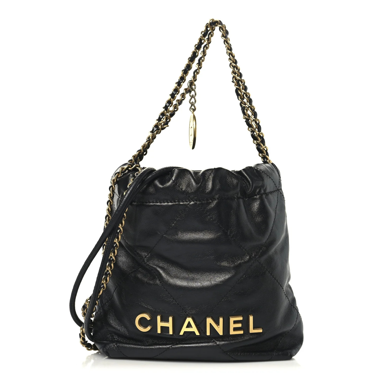 Shiny Calfskin Quilted Mini Chanel 22 Black | FASHIONPHILE (US)