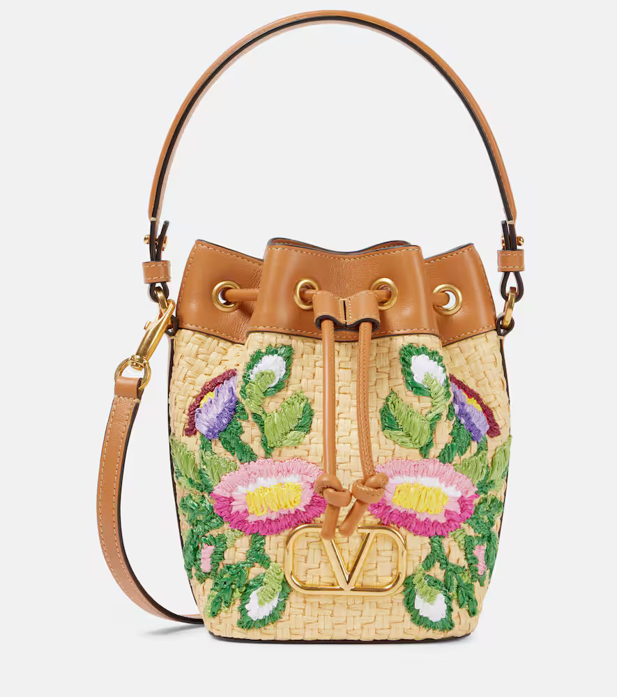Valentino Garavani VLogo floral embroidered bucket bag | Mytheresa (US/CA)