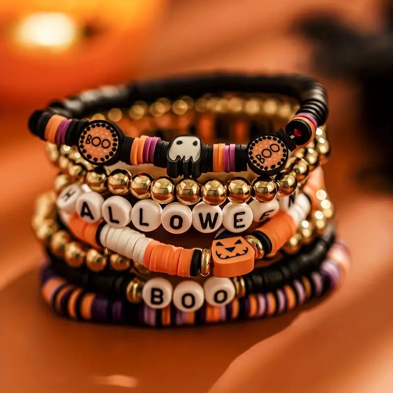 Cross-border 7-piece New Ambiance Halloween Set Pumpkin Cool Spicy Retro Head Polymer Clay Beaded... | Temu Affiliate Program