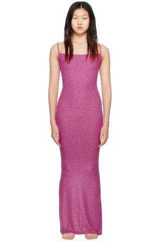 Pink Soft Lounge Shimmer Maxi Dress | SSENSE