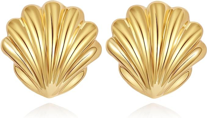 Anten Pink Big Chunky Gold Earrings for Women Trendy Statement Drop Stud, Hypoallergenic Vintage ... | Amazon (US)