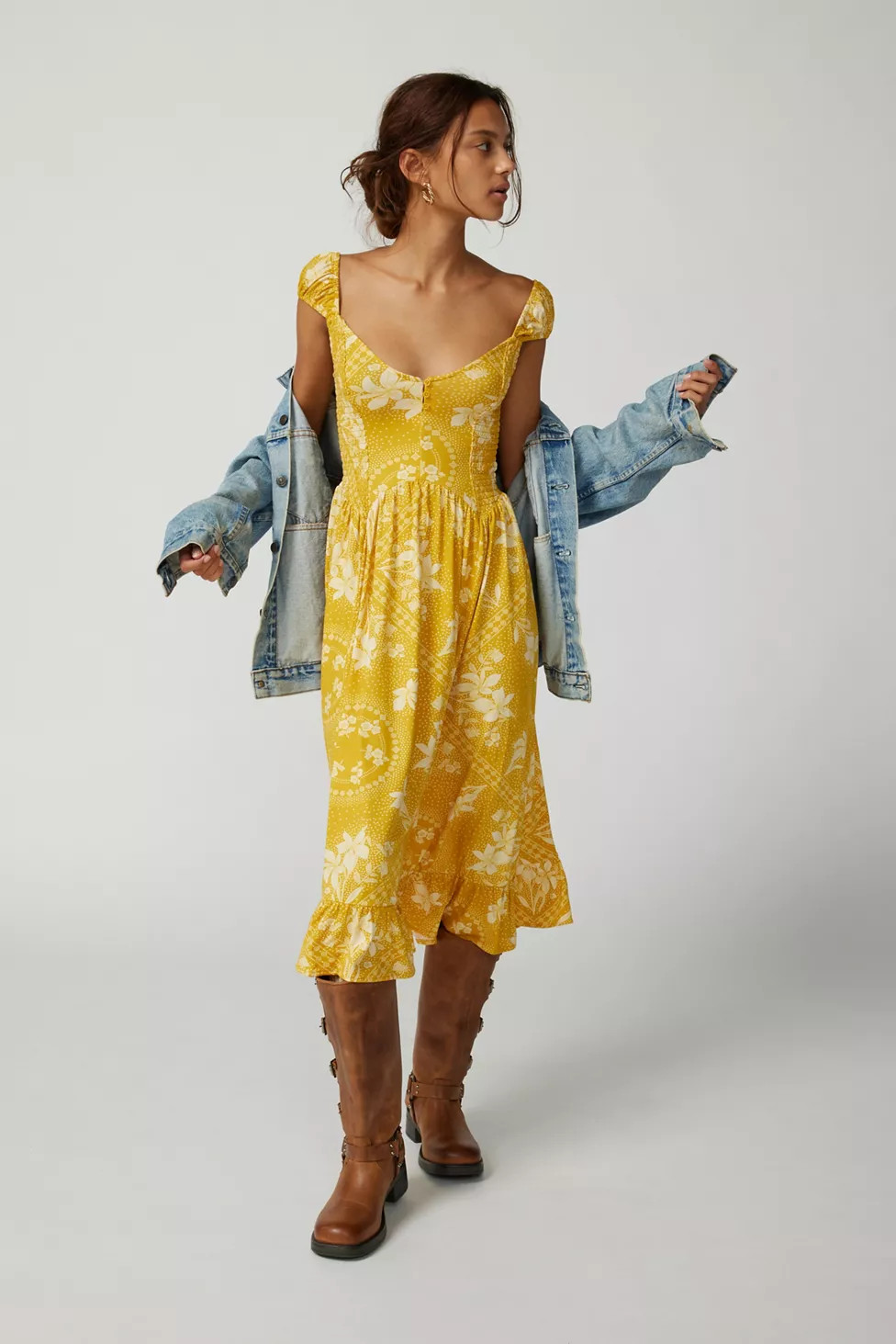 UO Elenor Printed Midi Dress | Urban Outfitters (US and RoW)