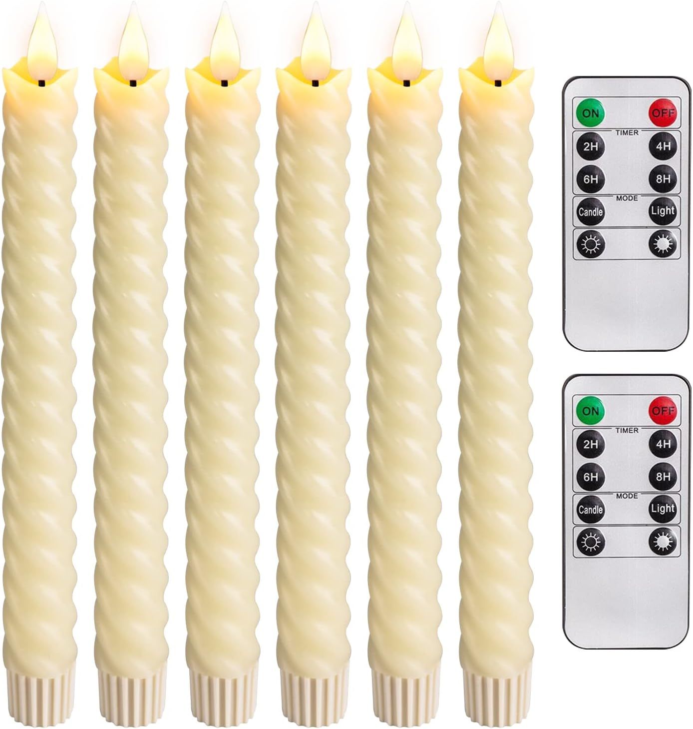5plots Twisted flameless Taper Candles with Remote and Timer, Spiral Taper Candles Battery Operat... | Amazon (US)