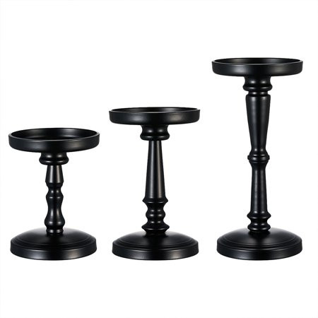 3Pcs Columnar Black Candle Holder Metal Candle Holder Great Decoration for Family Wedding Anniversar | Walmart (US)