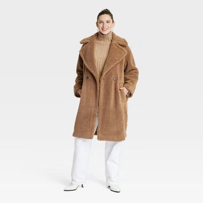 Women's Faux Shearling Coat - Universal Thread™ Brown M | Target