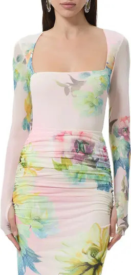 AFRM Ines Floral Long Sleeve Mesh Top | Nordstrom | Nordstrom