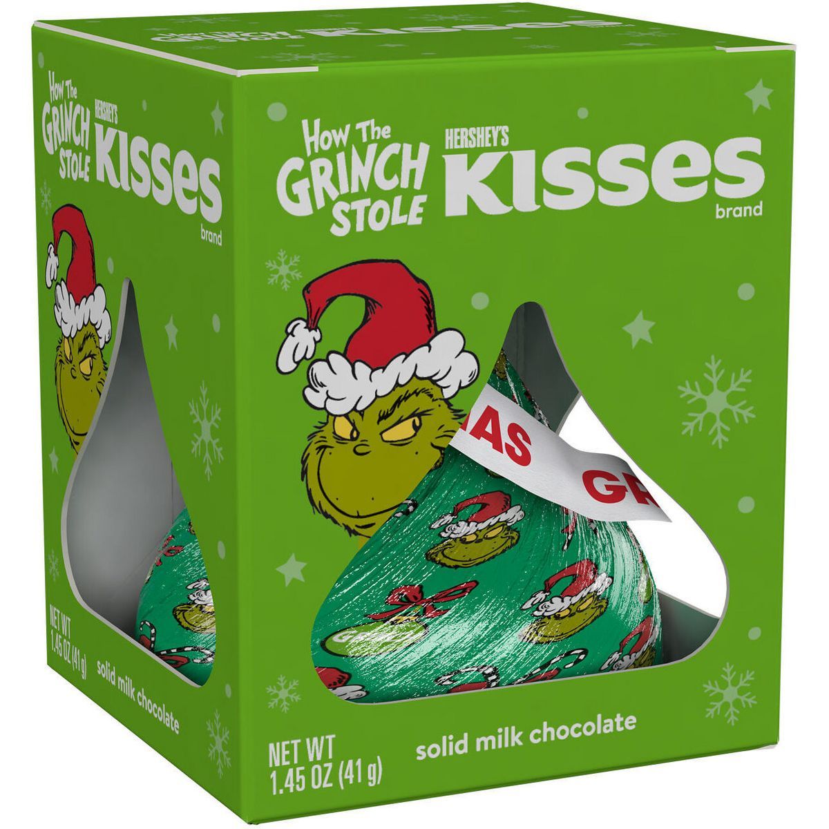 Hershey's KISSES Grinch Solid Milk Chocolate Holiday Candy - 1.45oz | Target