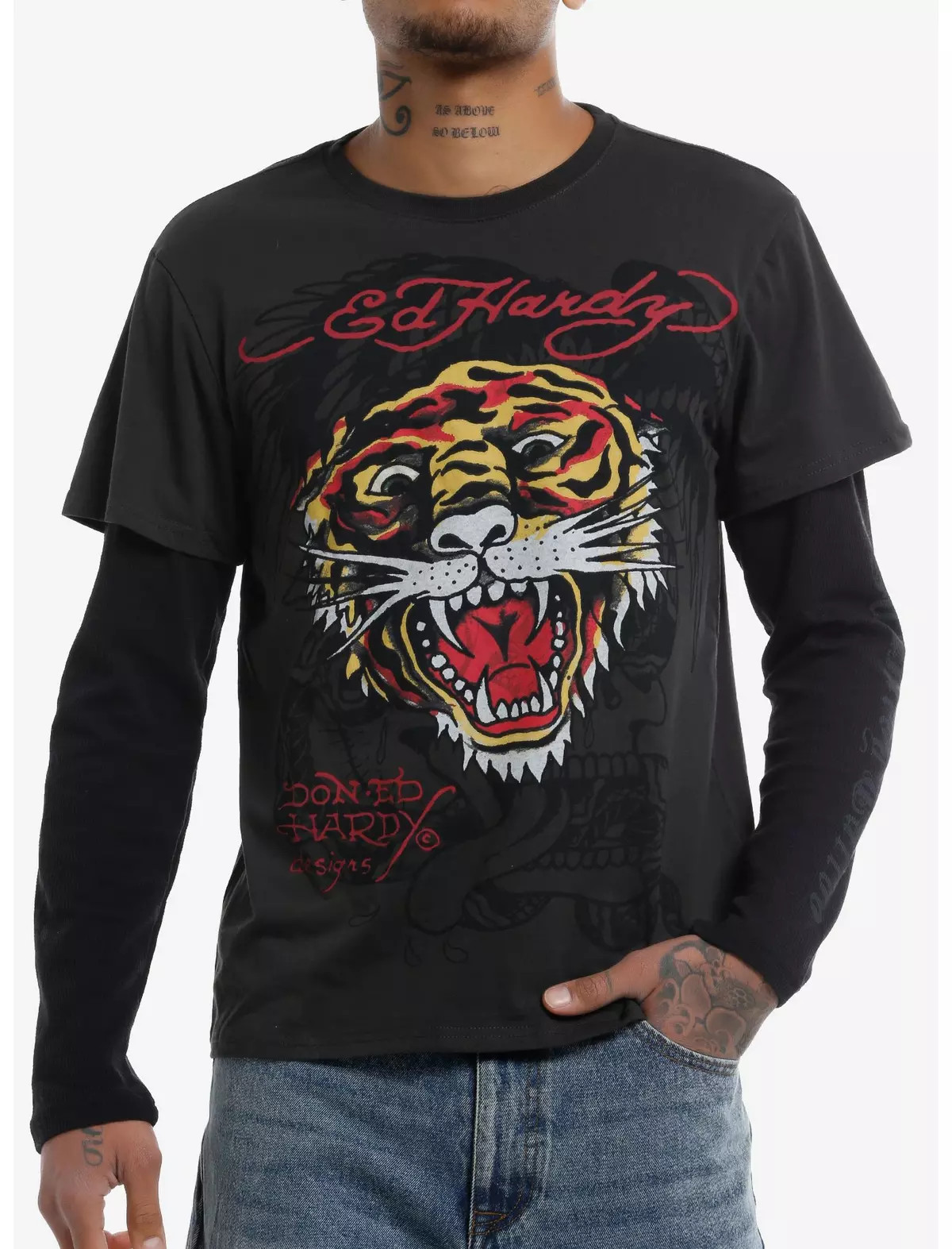 Ed Hardy Tiger Twofer Long-Sleeve T-Shirt | Hot Topic