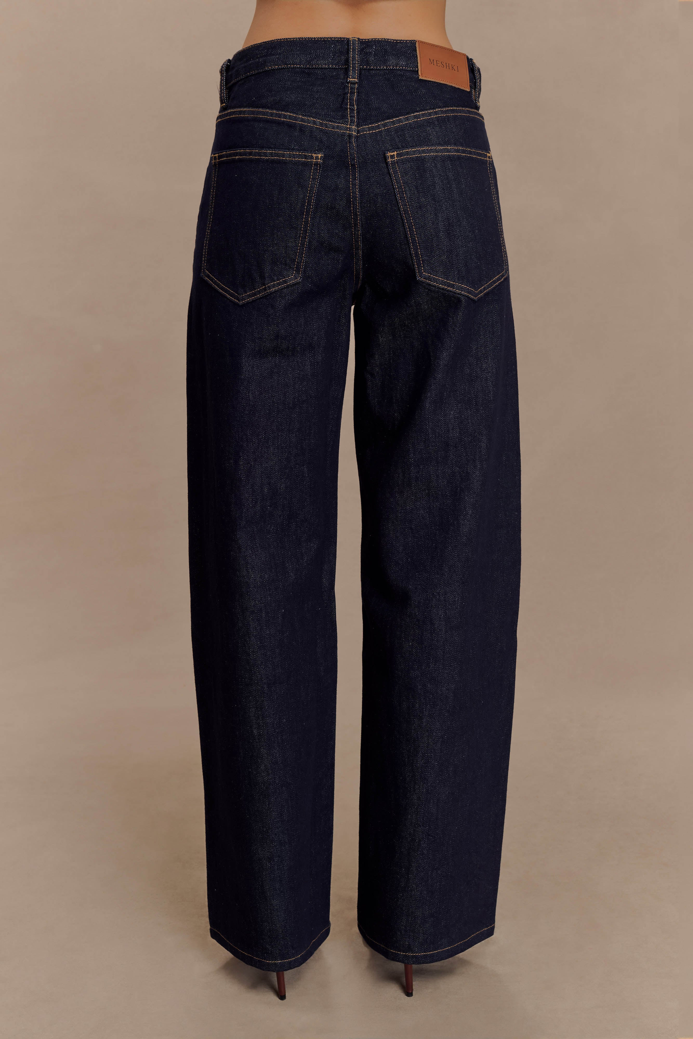 Mannon Mid Rise Denim Jeans - Washed Indigo Blue | Meshki (APAC)