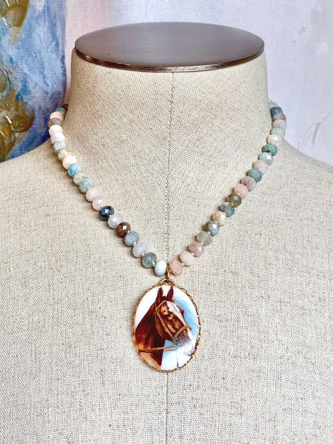 Horse Cameo Beaded Necklace | Etsy (US)