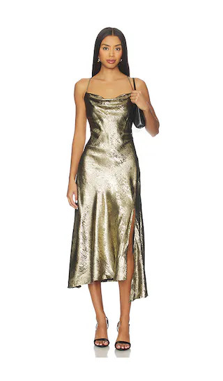 Gaia Dress in Black Gold | Revolve Clothing (Global)