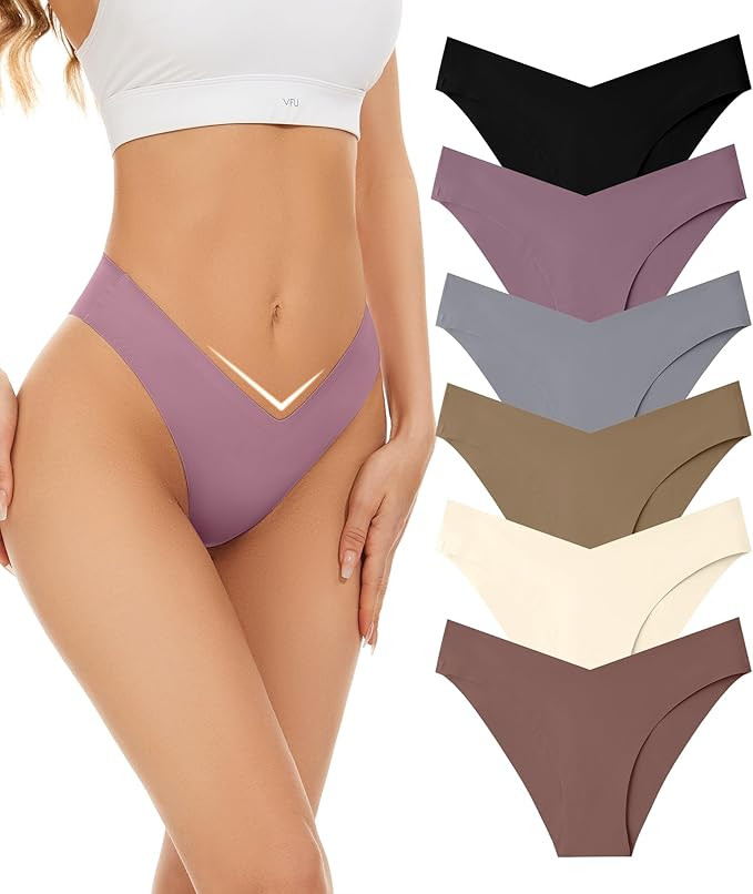 Seamless Bikini Cheeky Panties for Women Soft V-Cut No Show Hipster Breathable Stretch Invisibles... | Amazon (US)