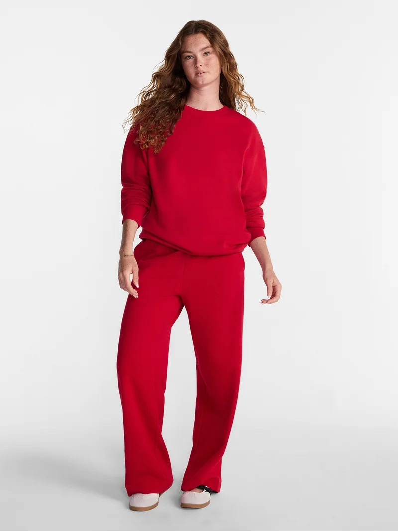 No Boundaries Wide Leg Fleece Pants, 30" Inseam, Women\u2019s XXS-XXL | Walmart (US)