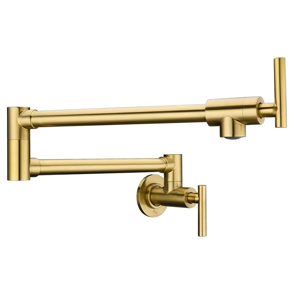 ANZZI Braccia 24 in. Wall Mounted Pot Filler in Brushed Gold | The Home Depot