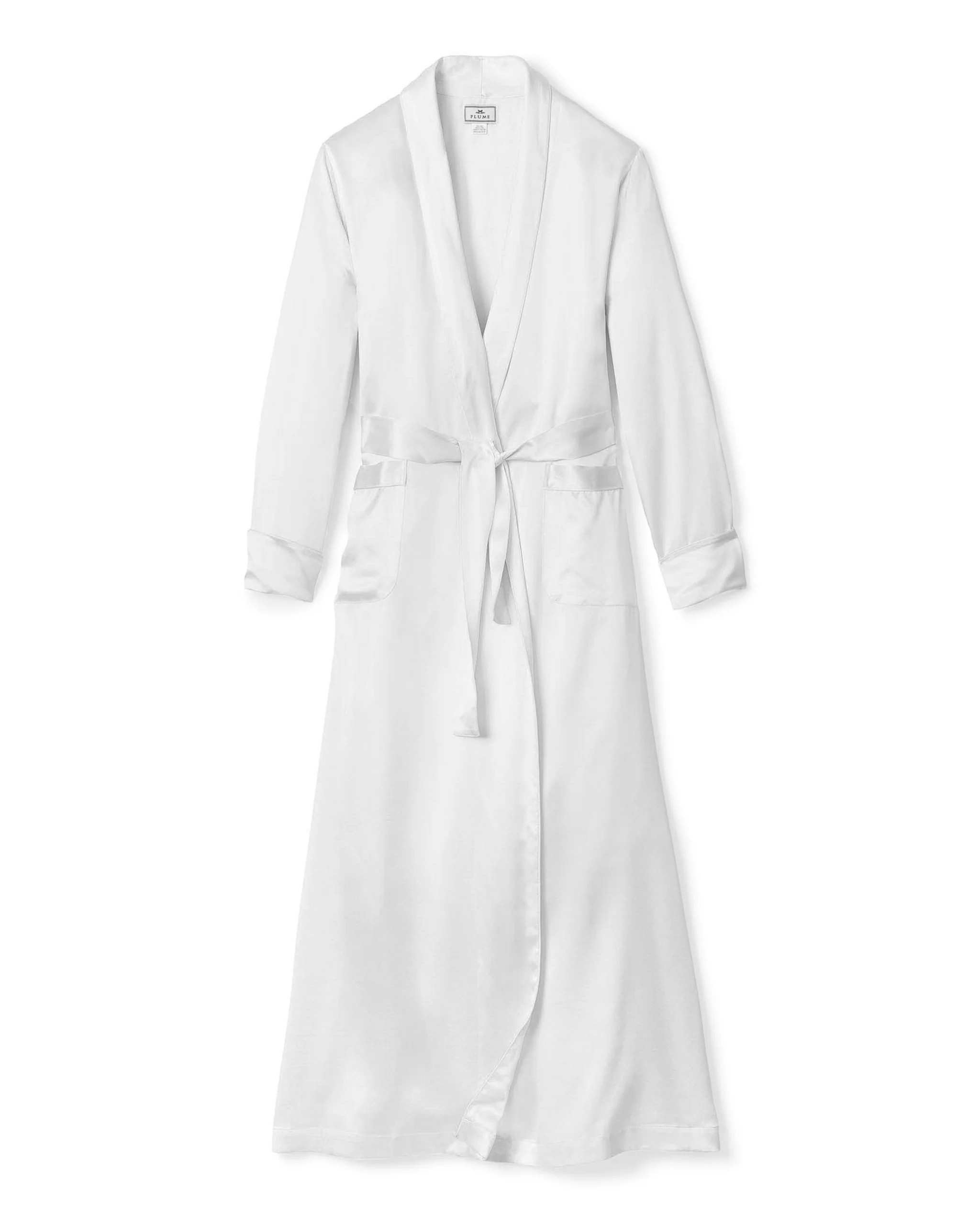 Women's Silk Long Robe in White | Larroude