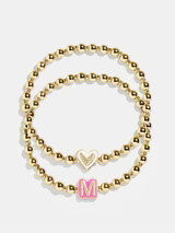 Initial & Heart Kids' Pisa Bracelet Set - Initial & Heart | BaubleBar (US)