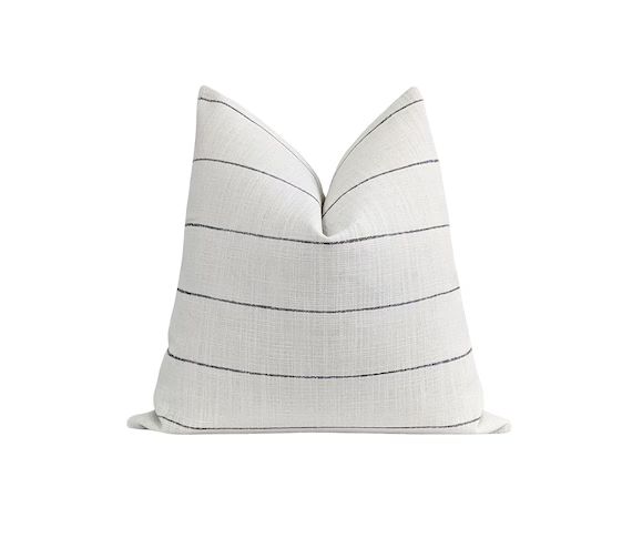 18 20 22 24 Woven Pillow Cover, Modern Farmhouse Stripe Pillow, Black Pin Stripes Pillow Cover, B... | Etsy (US)