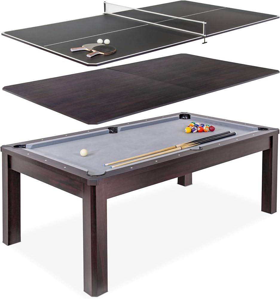 GoSports 3 in 1 Pool, Dining, & Table Tennis Combo Table and Storage Benches - 7 ft or 8 ft - Con... | Amazon (US)