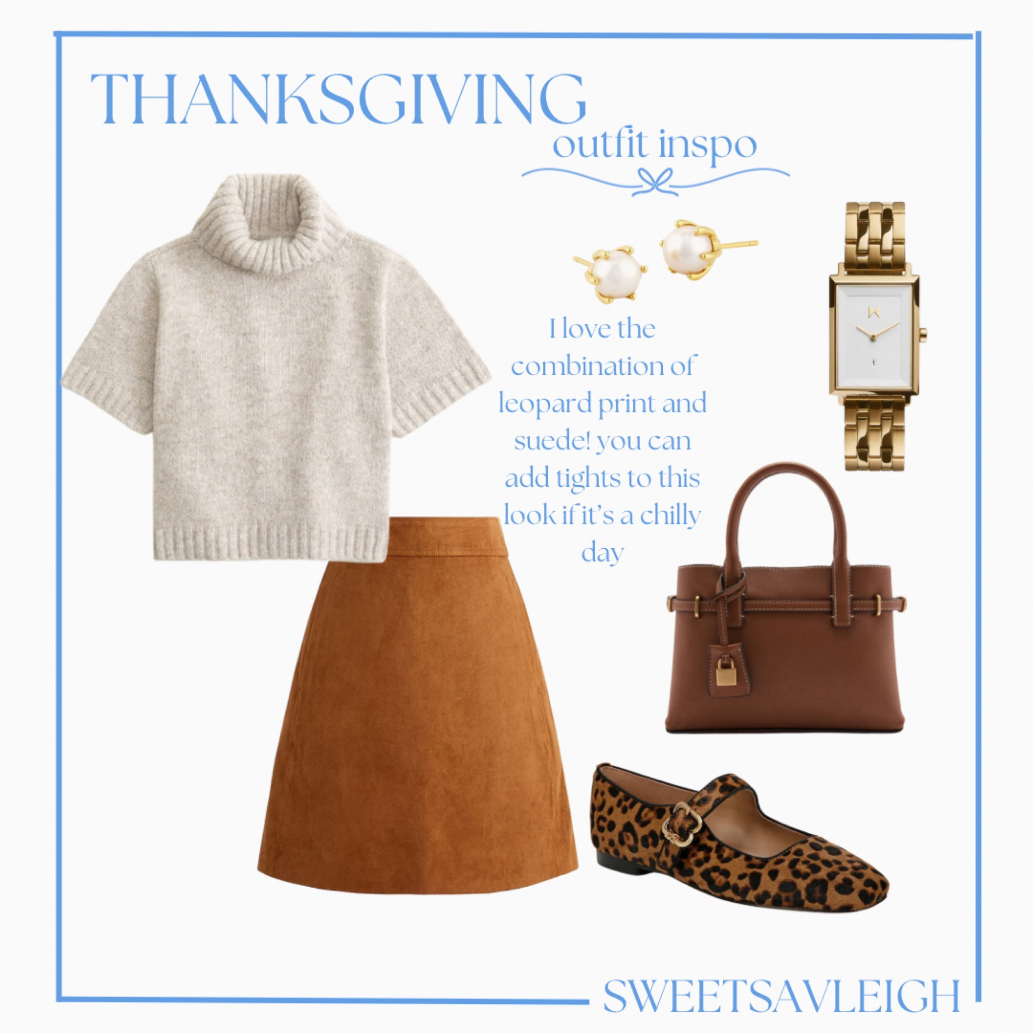Thanksgiving outfit idea | suede skirt, turtleneck, short sleeve sweater, Mary janes, cheetah shoes, fall handbag, fall purse 

#LTKSeasonal #LTKHoliday #LTKStyleTip